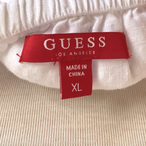GUESS 100% white linen dress with shoulder frill SIZE XL - Picture 7 of 8
